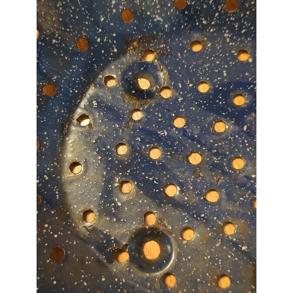 Enamelware Colander Strainer Blue Speckled Vintage 11.5" Round - Picture 3 of 11